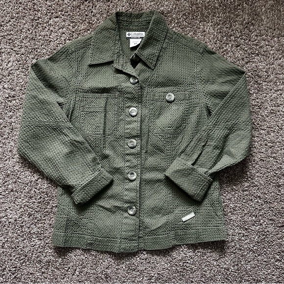 Columbia Sportswear Women’s Waffle Knit Shirt Jacket Green Button Up Size M - Picture 4 of 7